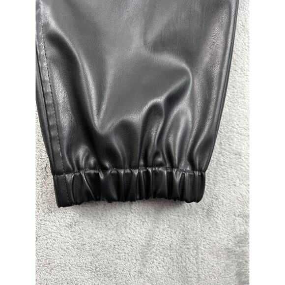 LOGO Lori Goldstein Faux Leather Joggers 10 Black Stretchy Pleather Minimalist - Picture 4 of 16